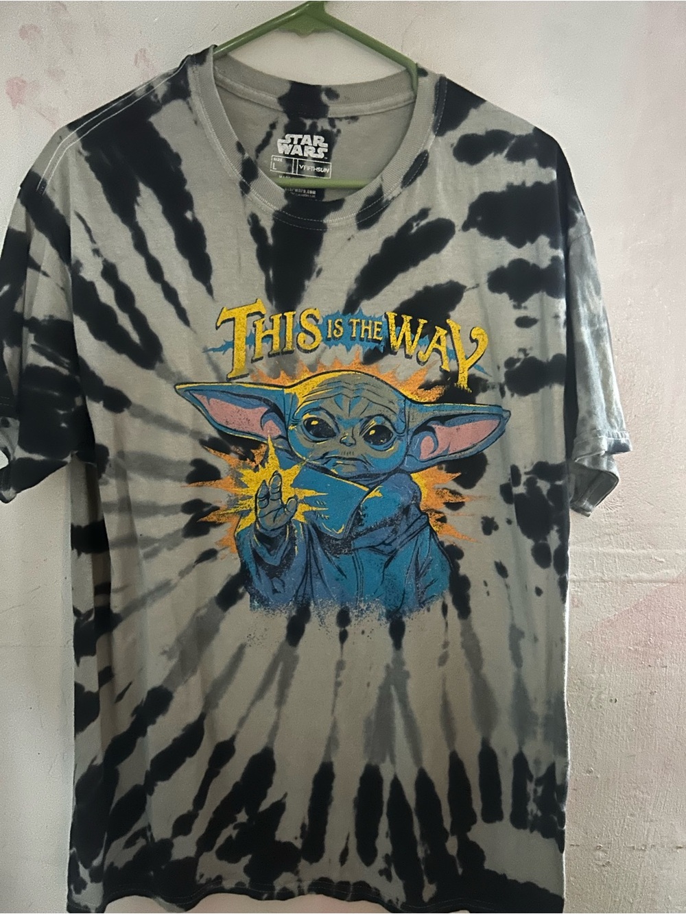 Star Wars Kids Tie-Dye Tee in Gray and Black with Grogu Graphic